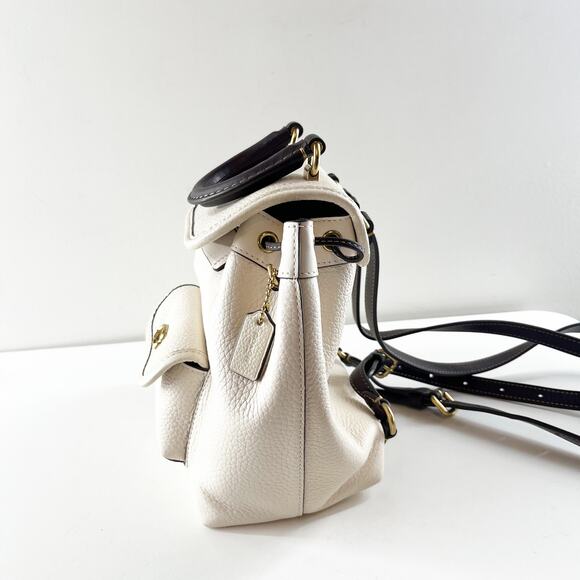Coach Riya 21 Pebble Leather Backpack with Leather Top Handle Cream White main image 11